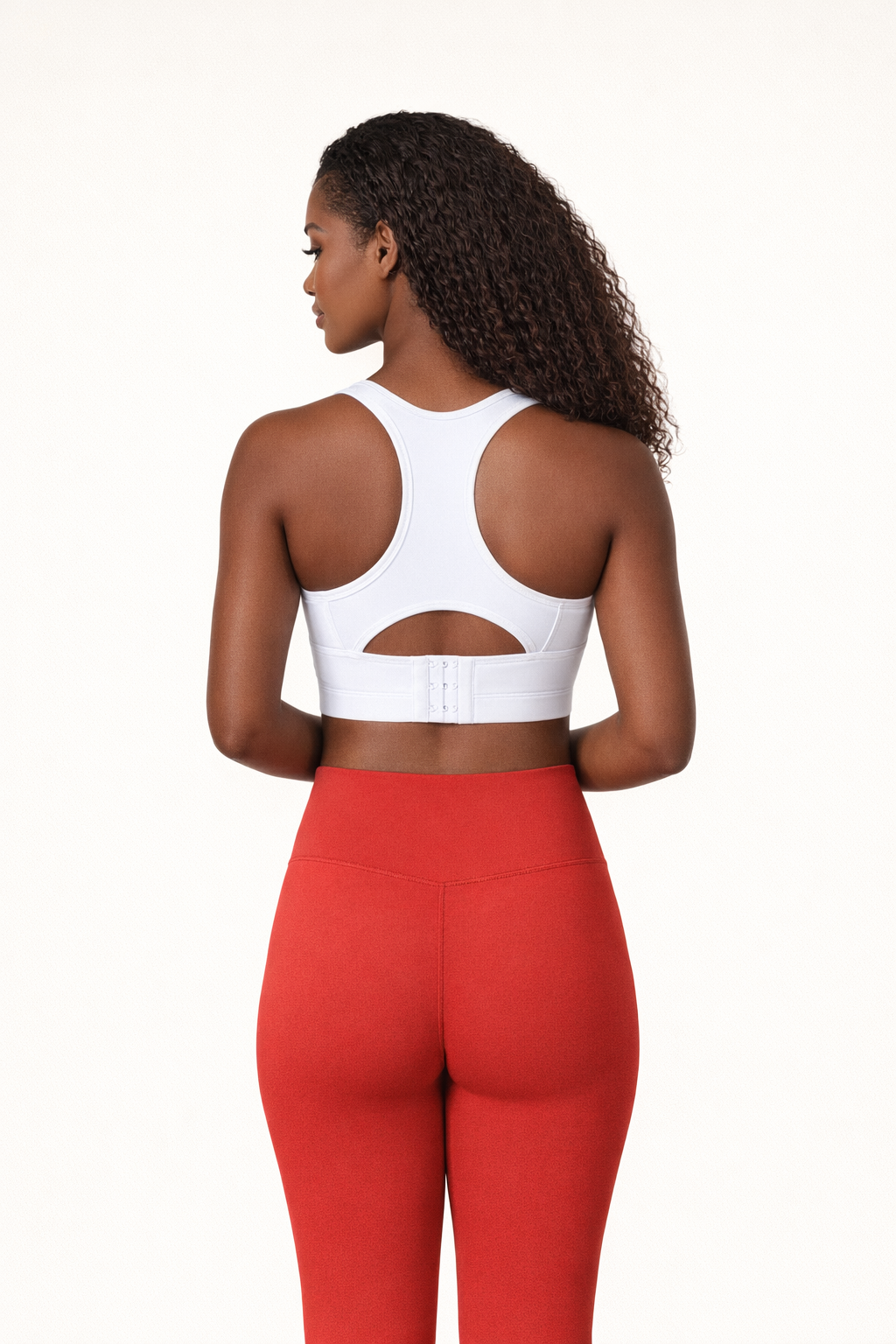 Women's Racerback Sports Bra with Back Cutout and Rear Closure