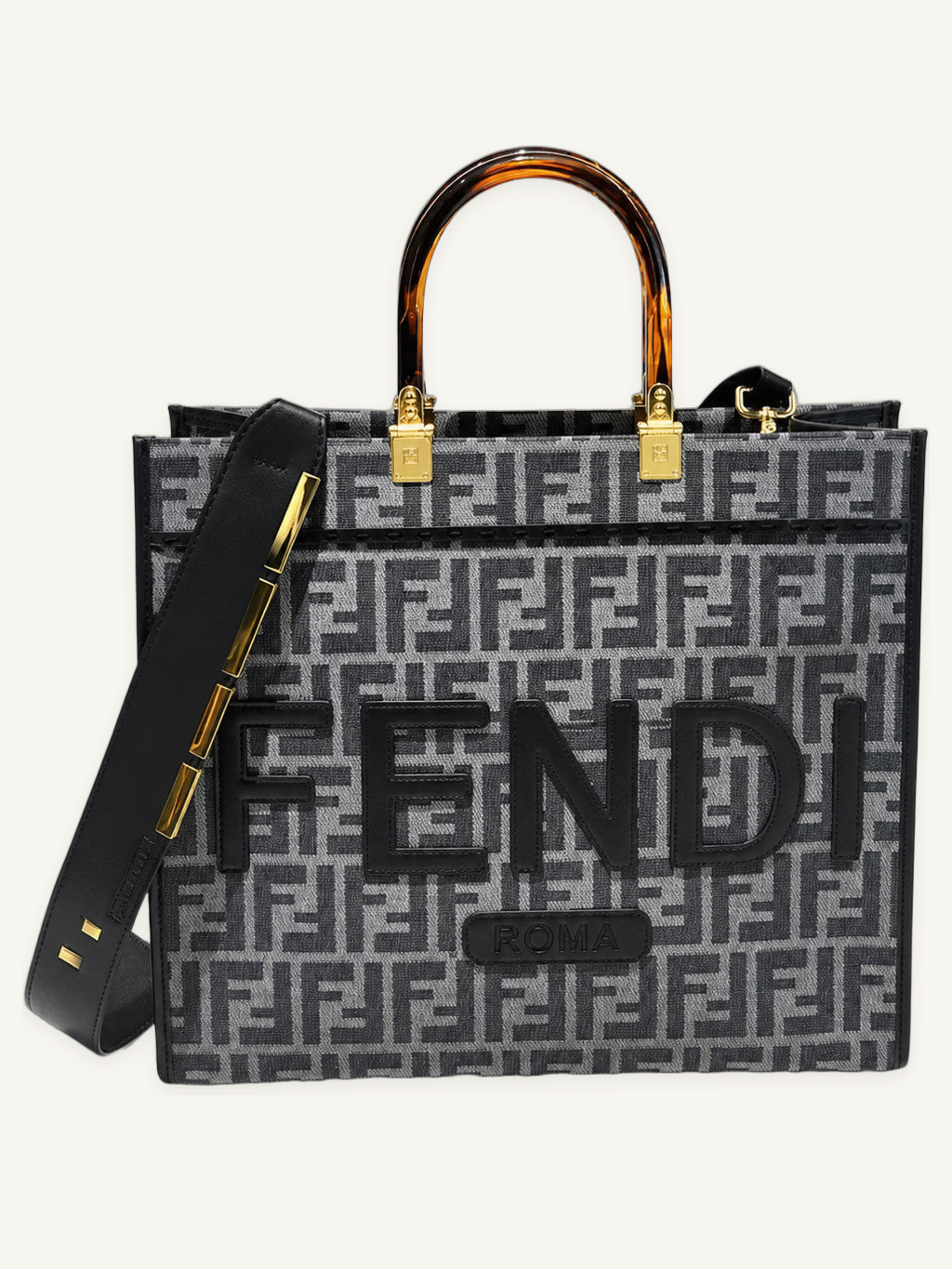 Structured Geometric Pattern Tote with Detachable Crossbody Strap