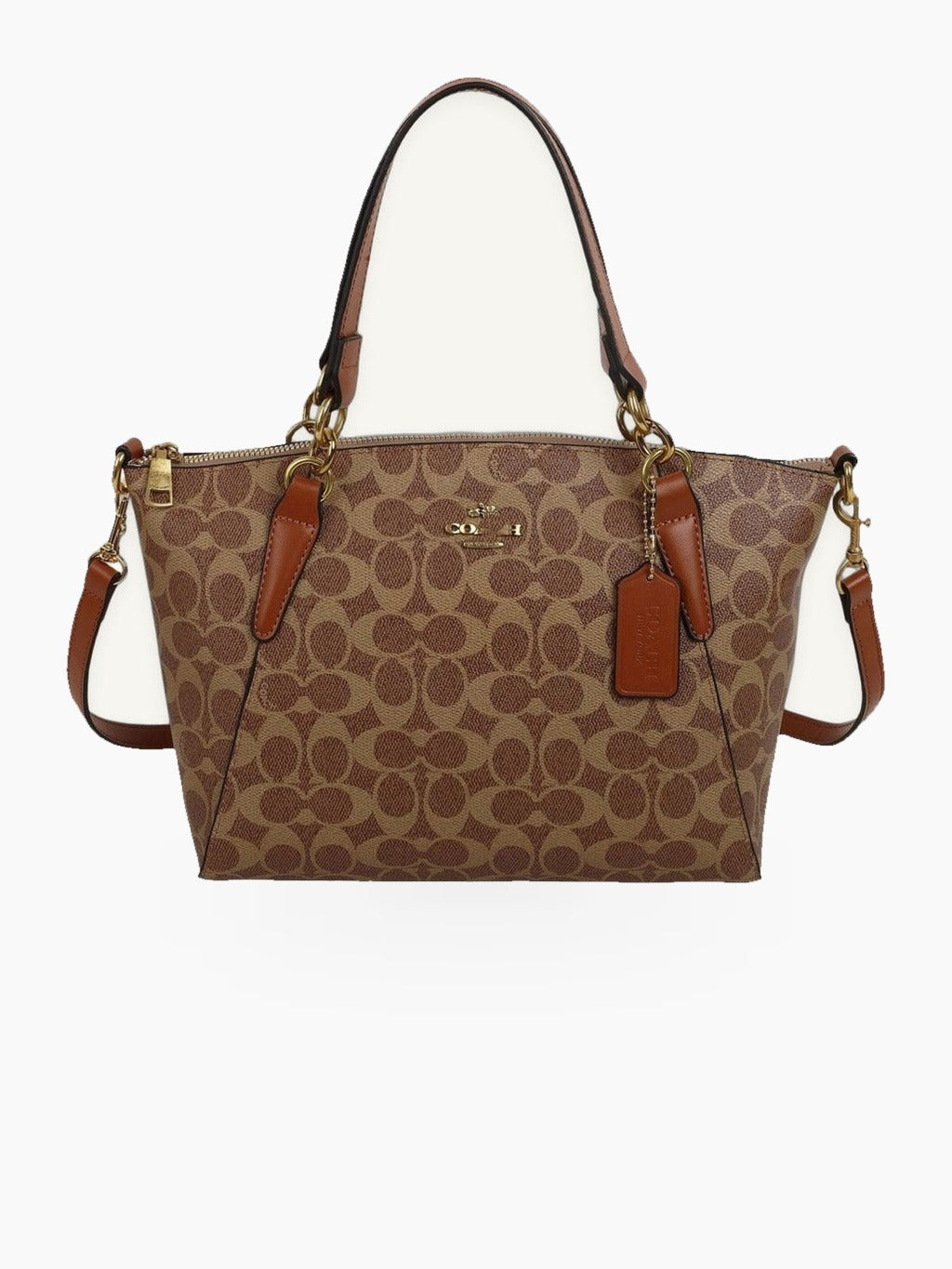 Structured Tote Bag with Zip Top, Top Handles and Adjustable Crossbody Strap