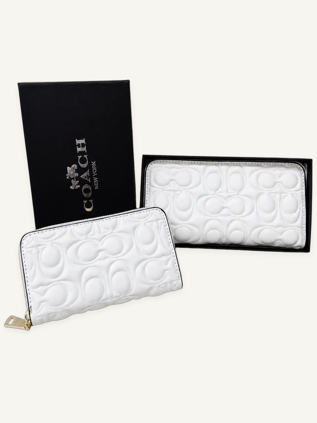 Long Embossed Pattern Zipper Wallet Clutch