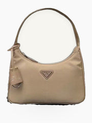 Women's Baguette Shoulder Bag with Top Zipper and Adjustable Strap