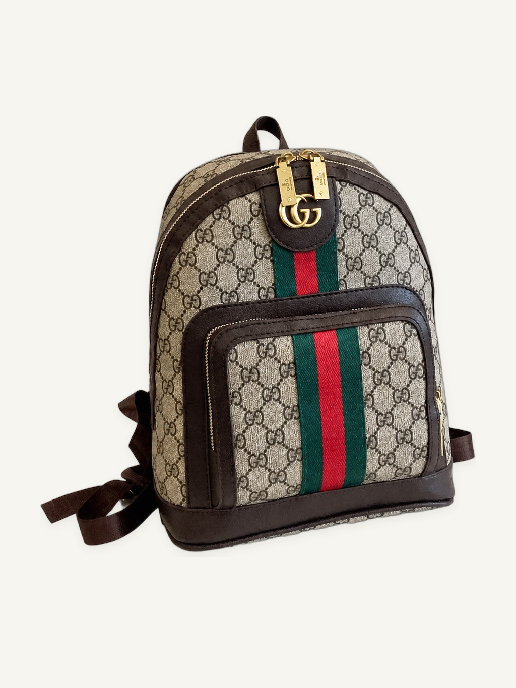 Patterned Backpack with Front Zip Pocket and Adjustable Straps