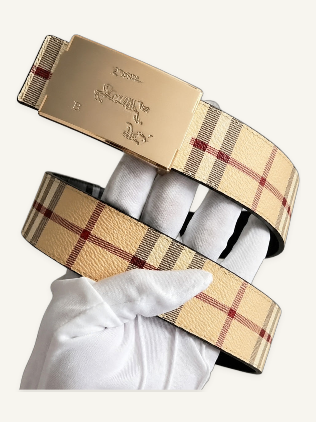 Men's Patterned Belt with Adjustable Rectangular Buckle