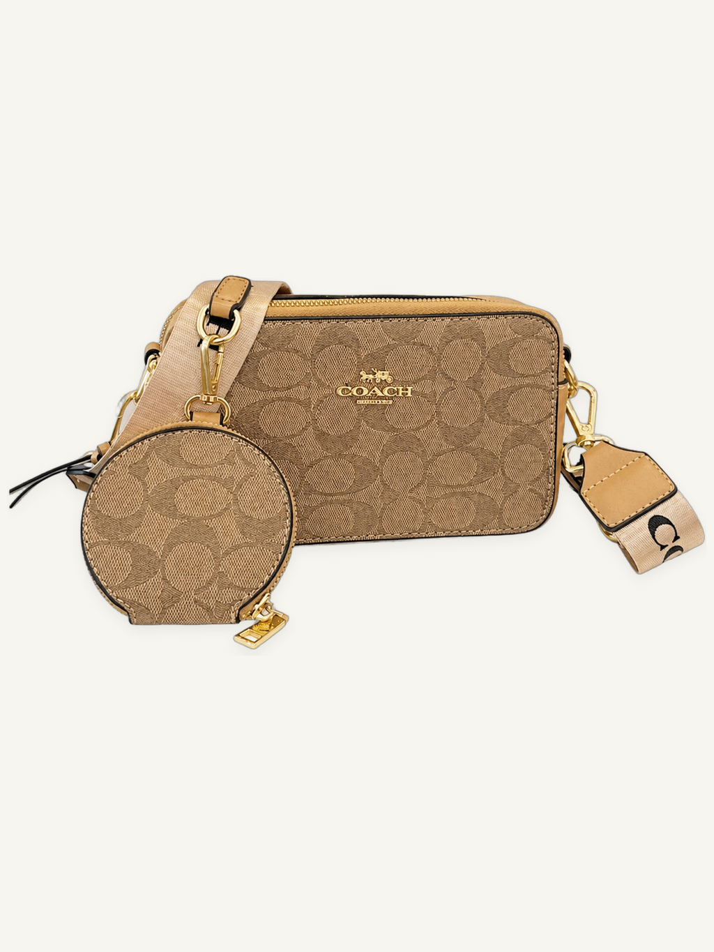 Patterned Crossbody Bag Set with Round Zipper Pouch