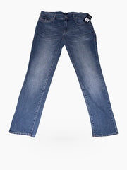 True Religion Men's Geno Big T Flap Slim Denim Jeans - 36X32 - Orange Stitch