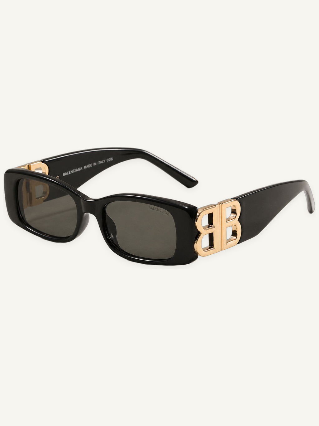 Rectangular Full Frame Sunglasses with Decorative Temple Emblem
