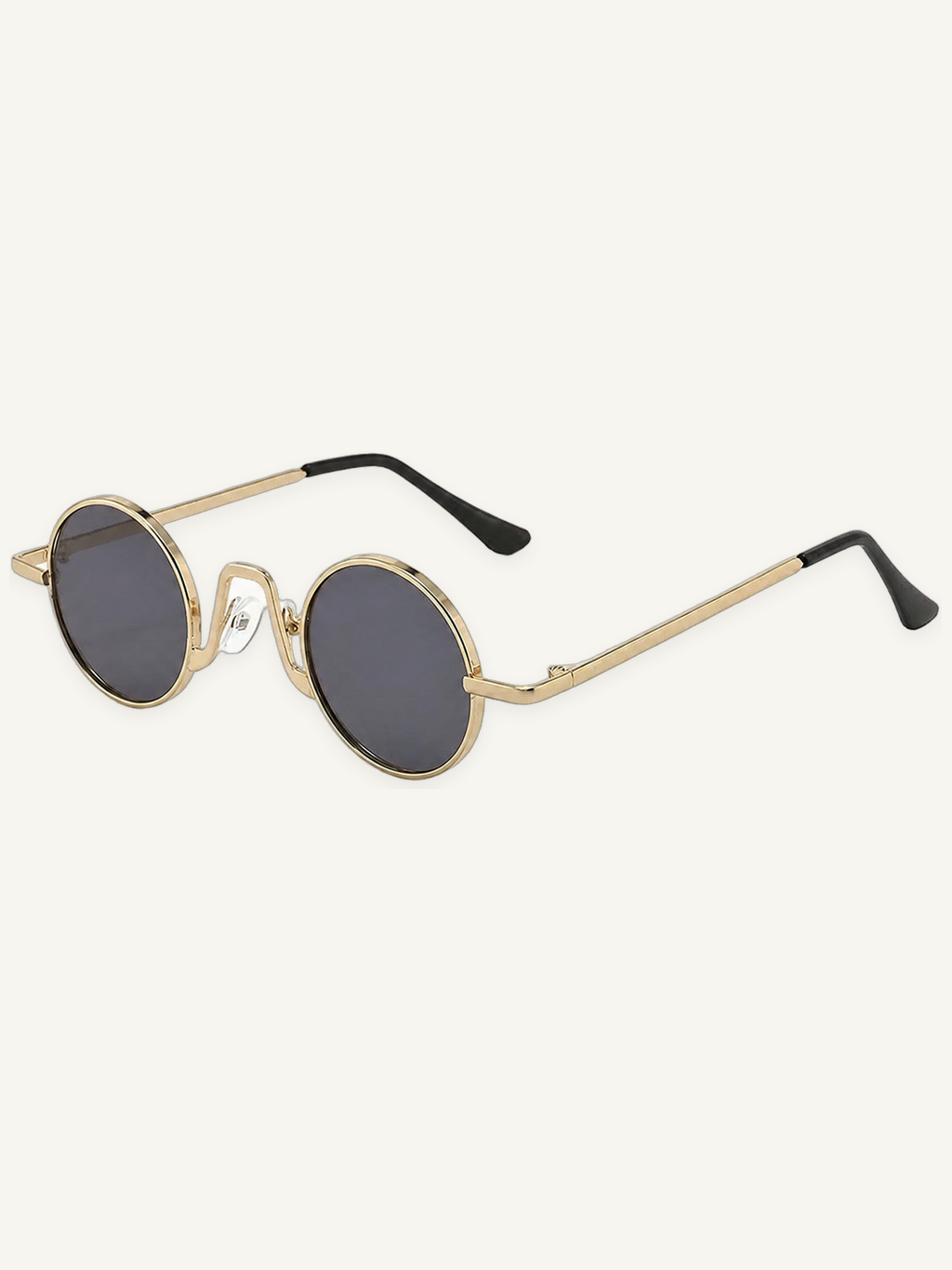 Small Round Sunglasses with Geometric Bridge and Sun Protection