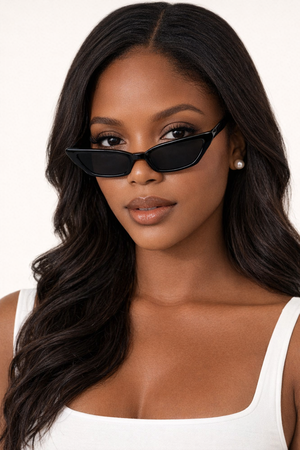 Women's Narrow Cat Eye Sunglasses with Gradient UV Protection