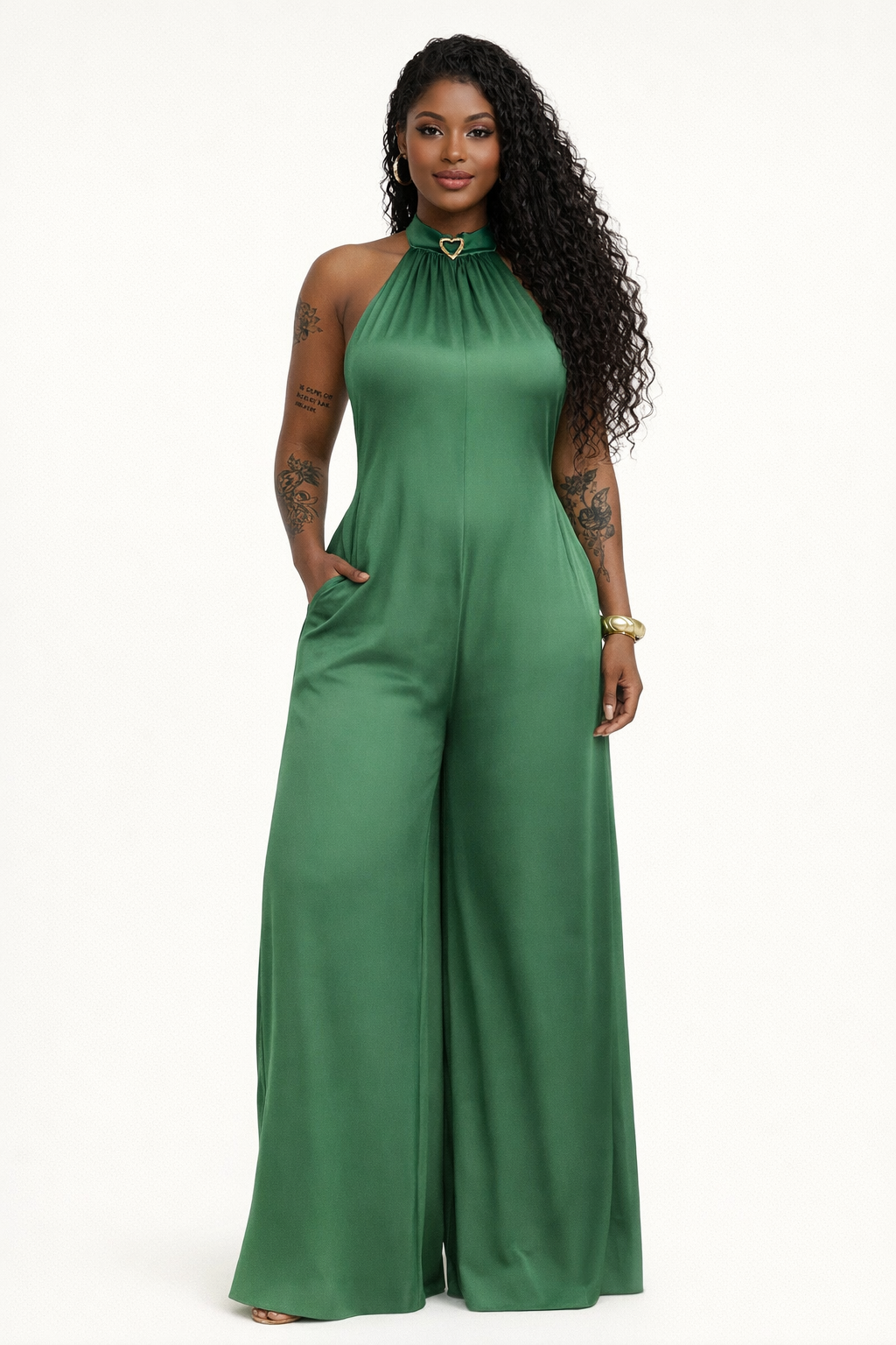 Women's Backless Halter Neck Wide Leg Jumpsuit
