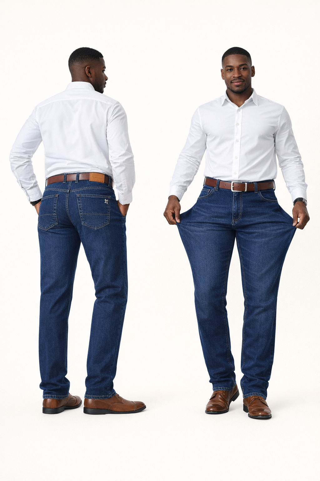 Men's Plus Size High Waist Straight Jeans with Zip Fly