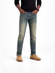 Men's Slim Fit Straight Leg Stretch Jeans with Five Pockets