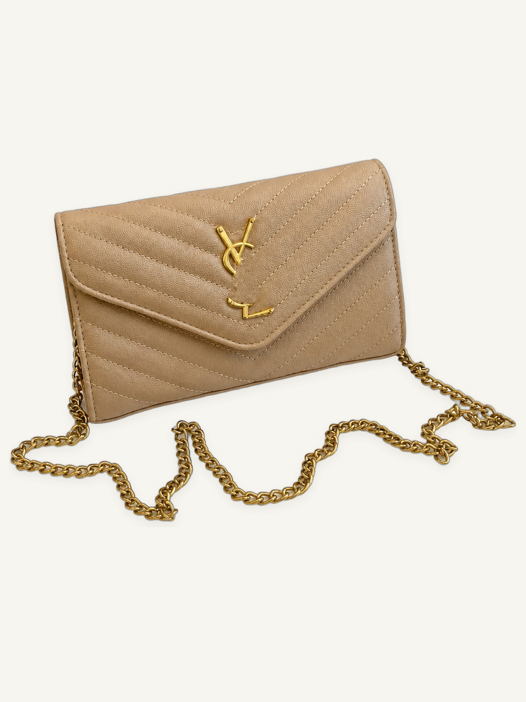 Quilted Envelope Crossbody Bag with Chain Strap