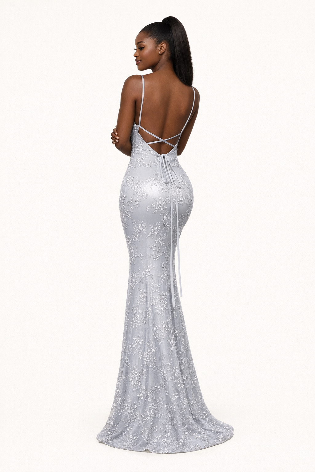 Women's V Neck Backless Sequin Mermaid Maxi Dress