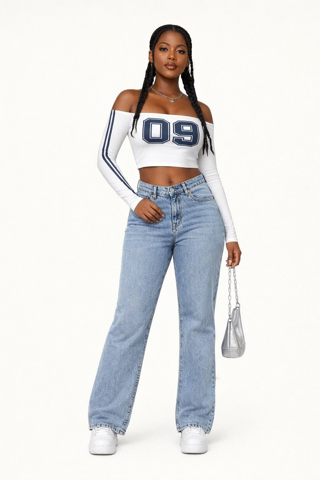 Women's High Waist Full Length Straight Leg Jeans
