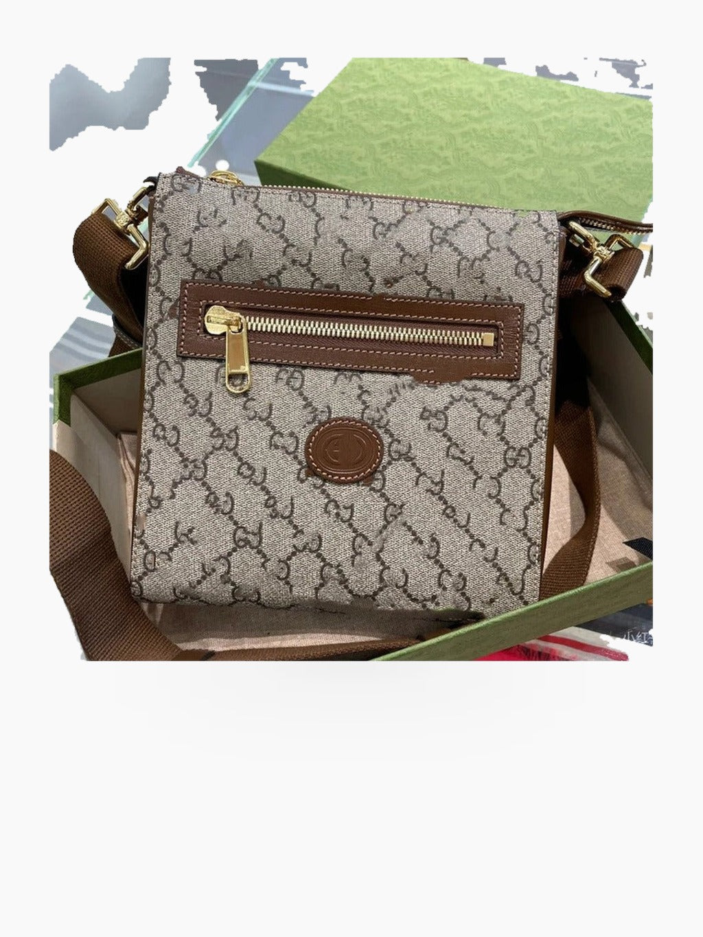 Structured Crossbody Messenger Bag with Front Zip Pocket