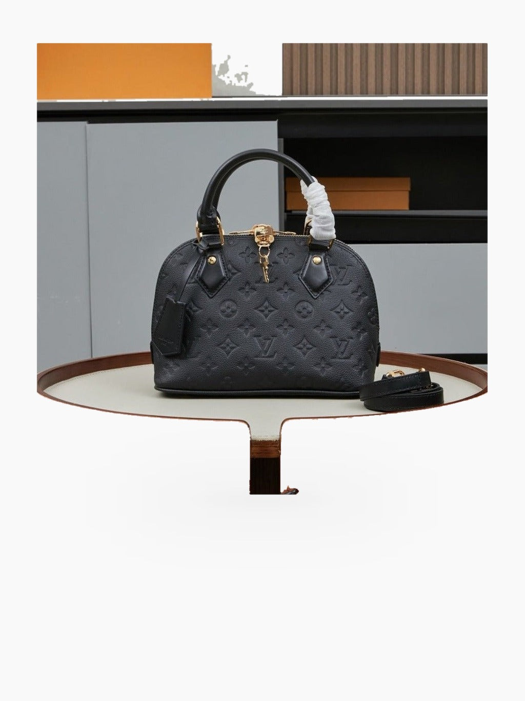 Embossed Pattern Dome Satchel with Top Handle, Chain Strap, and Zip Closure