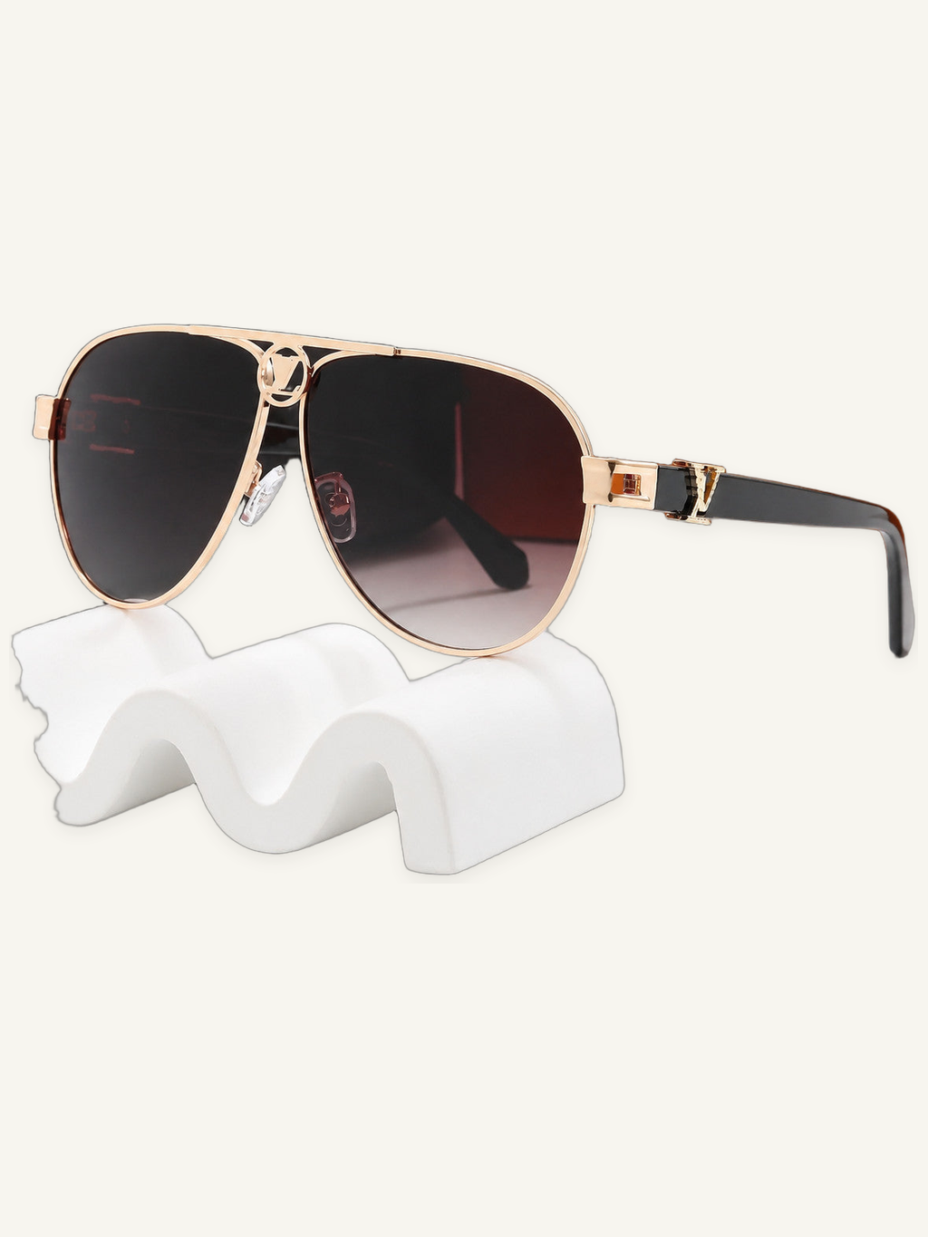 Aviator Sunglasses with Double Bridge and Nose Pads