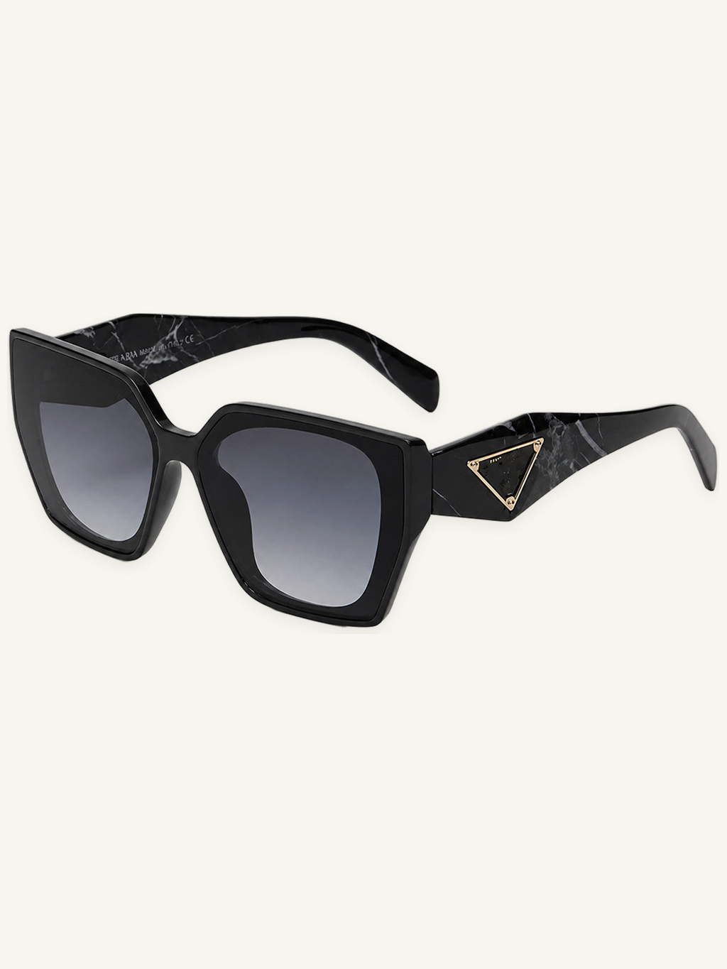 Square Sunglasses with Gradient Lenses and Geometric Temple Accents