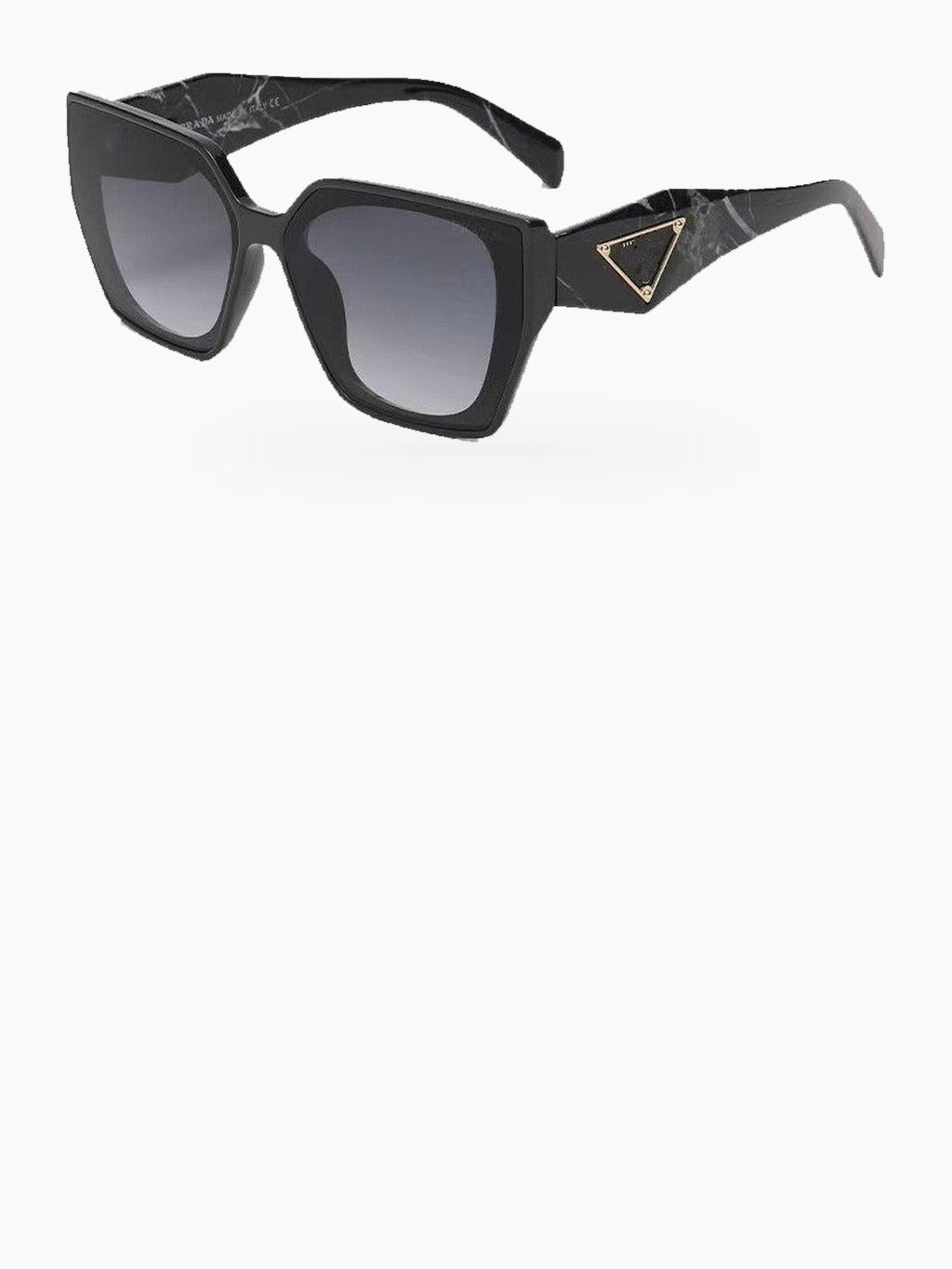 Square Sunglasses with Gradient Lenses and Geometric Temple Accents