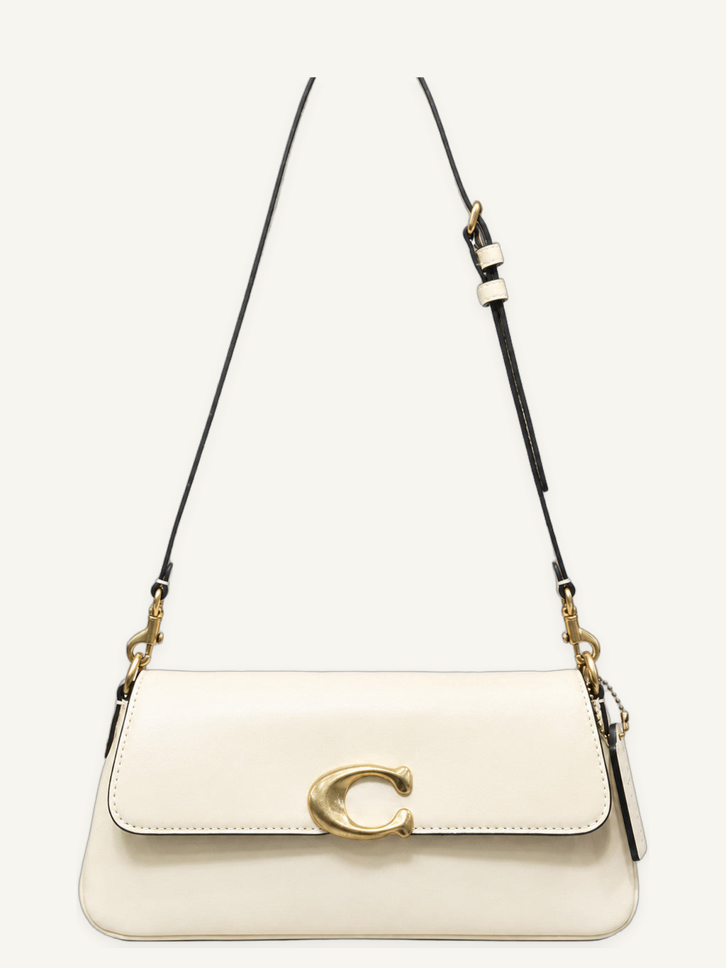 Compact Baguette Crossbody Bag with Adjustable Strap and Flap Closure