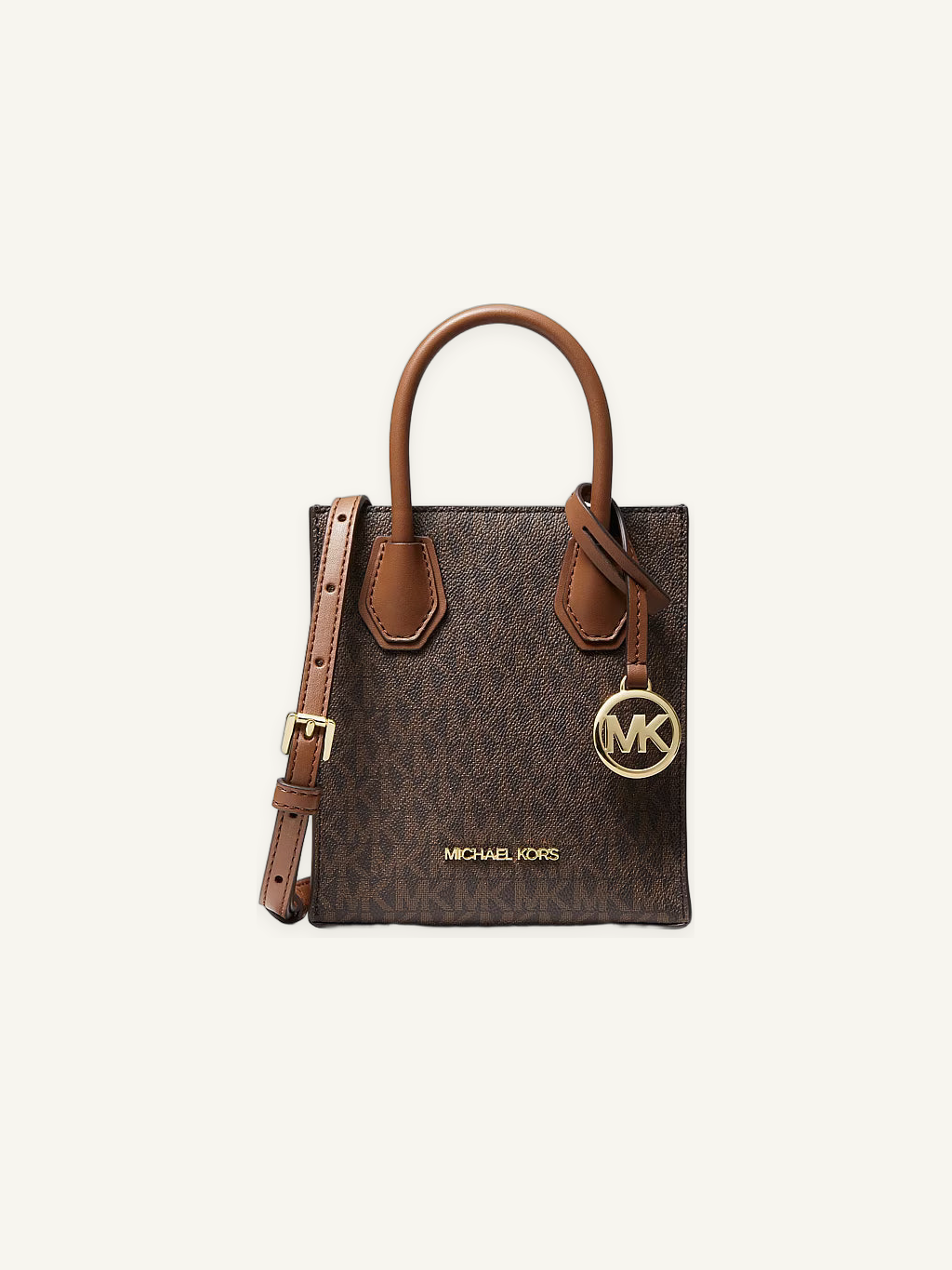Structured Patterned Tote with Top Handles, Crossbody Strap, and Top Zip Closure
