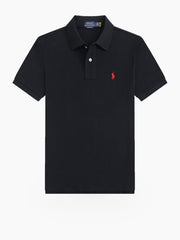 Men's Short Sleeve Polo Shirt with Ribbed Collar and Three-Button Placket