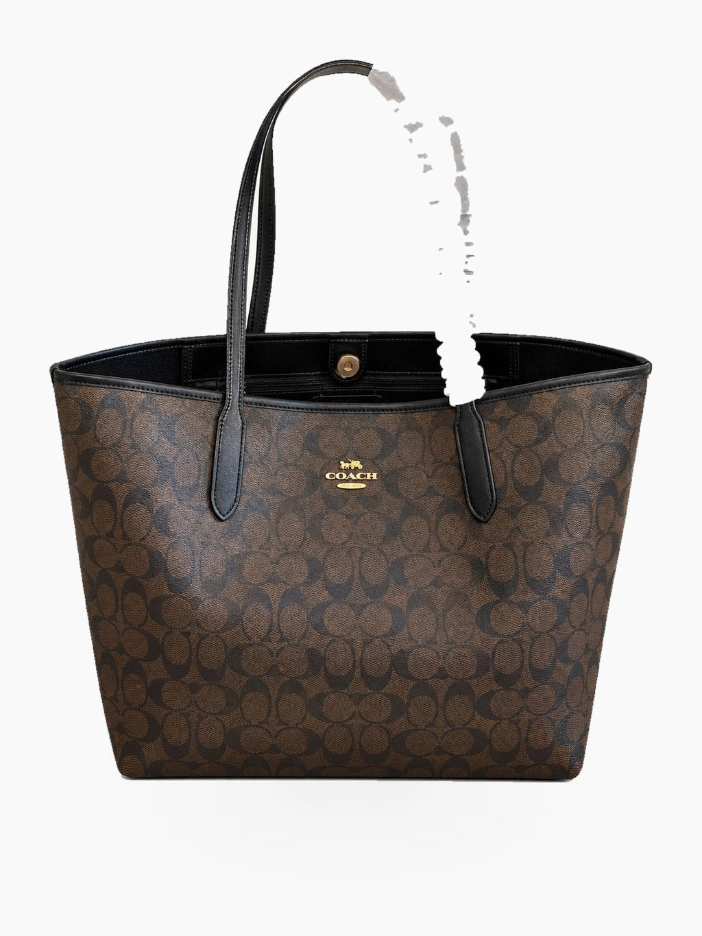 Structured Patterned Tote Bag with Top Handles and Magnetic Closure