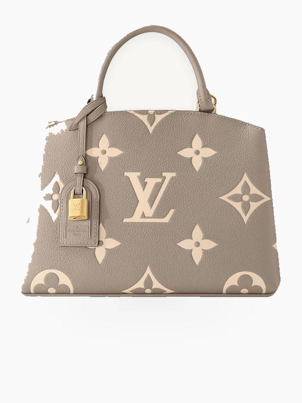 Structured Tote Bag with Repeating Pattern, Top Handles, Zip Closure, and Detachable Shoulder Strap