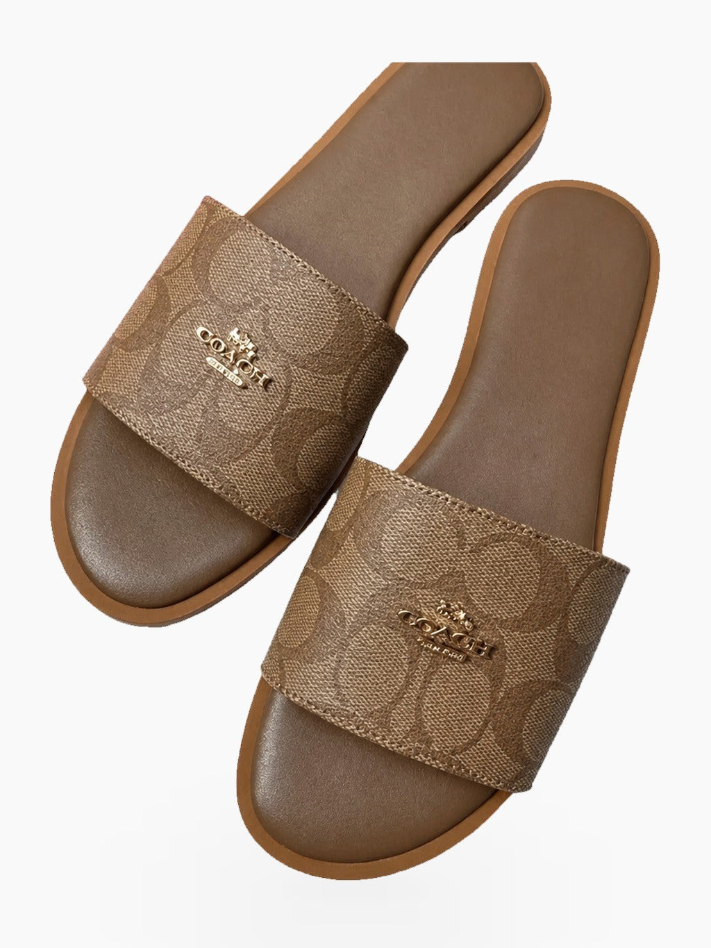Wide Strap Embossed Slide Sandals with Contoured Footbed