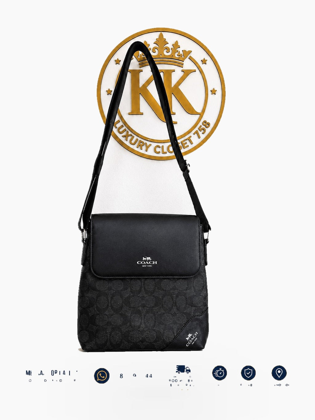 Patterned Crossbody Bag with Flap Closure and Adjustable Strap