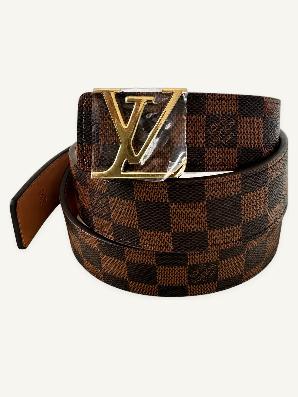 Luxury Checkered Belt With Bold Emblem Buckle