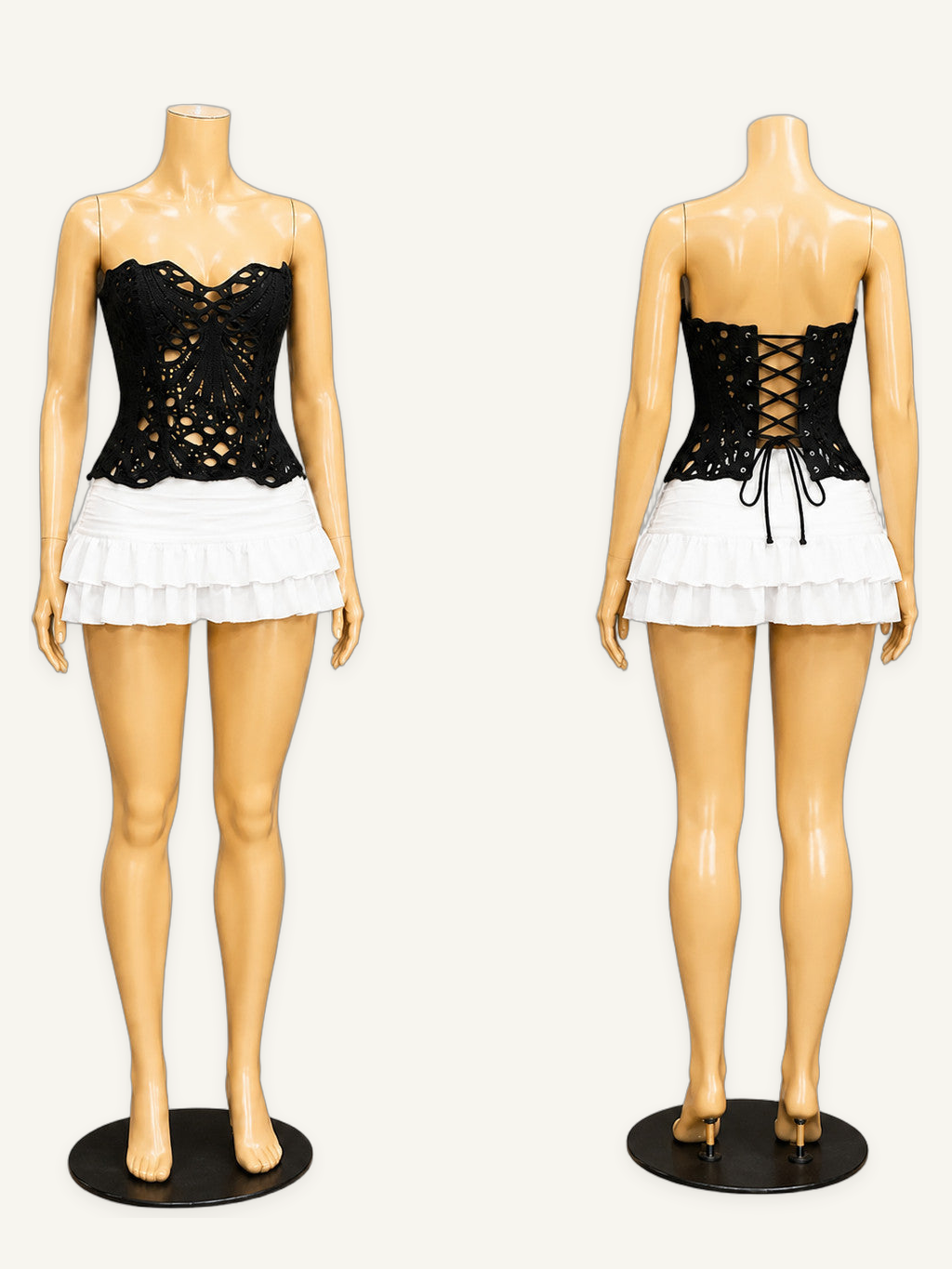 Strapless Structured Cutout Corset Top with Back Tie