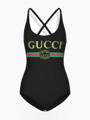 Graphic One-Piece Swimsuit with Cross-Back Straps