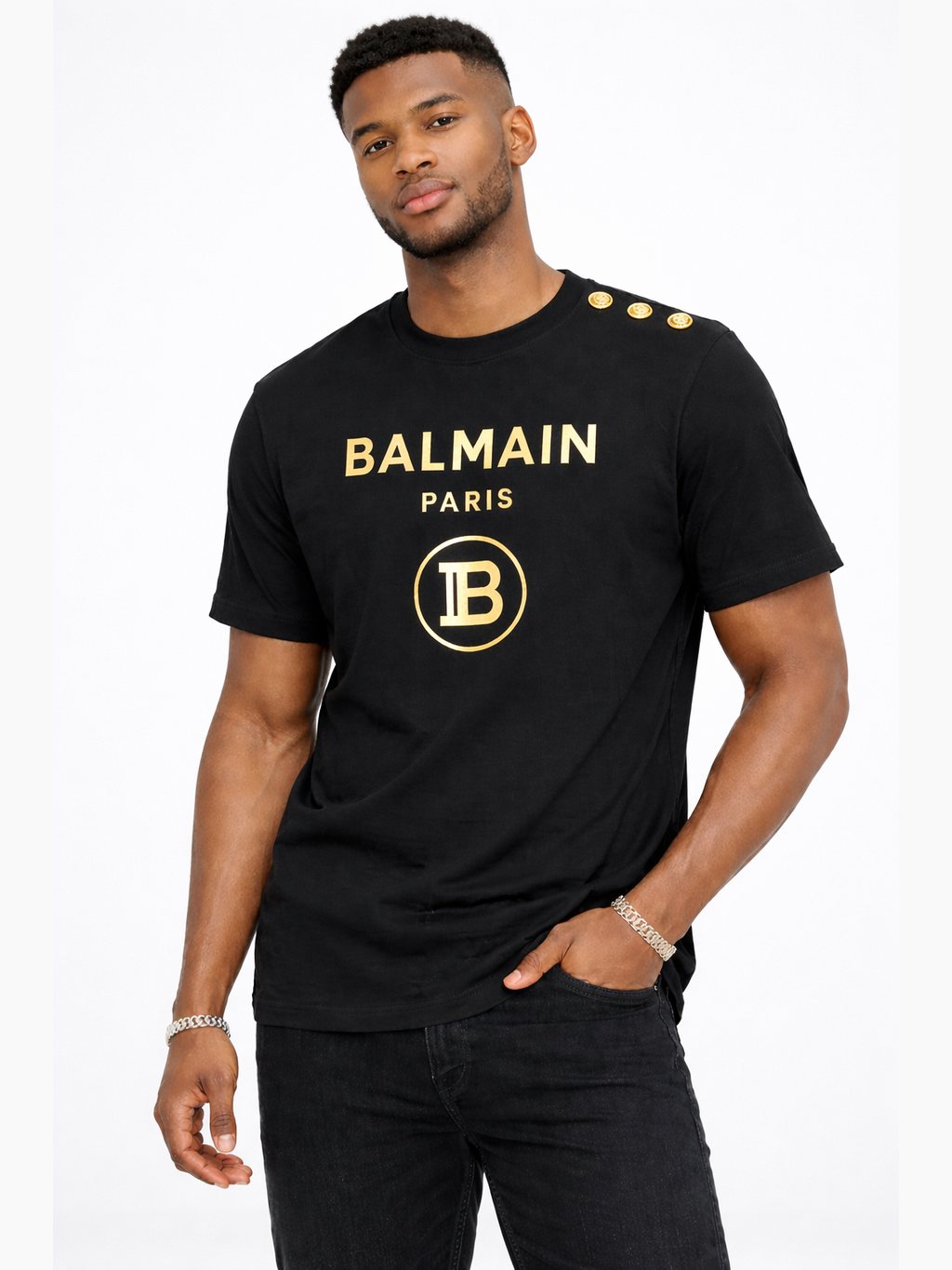 Men's Short Sleeve Crew Neck Graphic T Shirt with Shoulder Epaulets