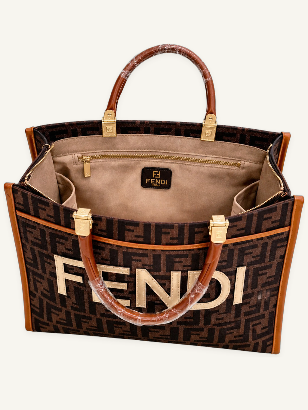 Patterned Structured Tote Bag with Top Handles and Adjustable Strap
