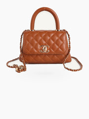 Quilted Flap Crossbody Handbag with Top Handle
