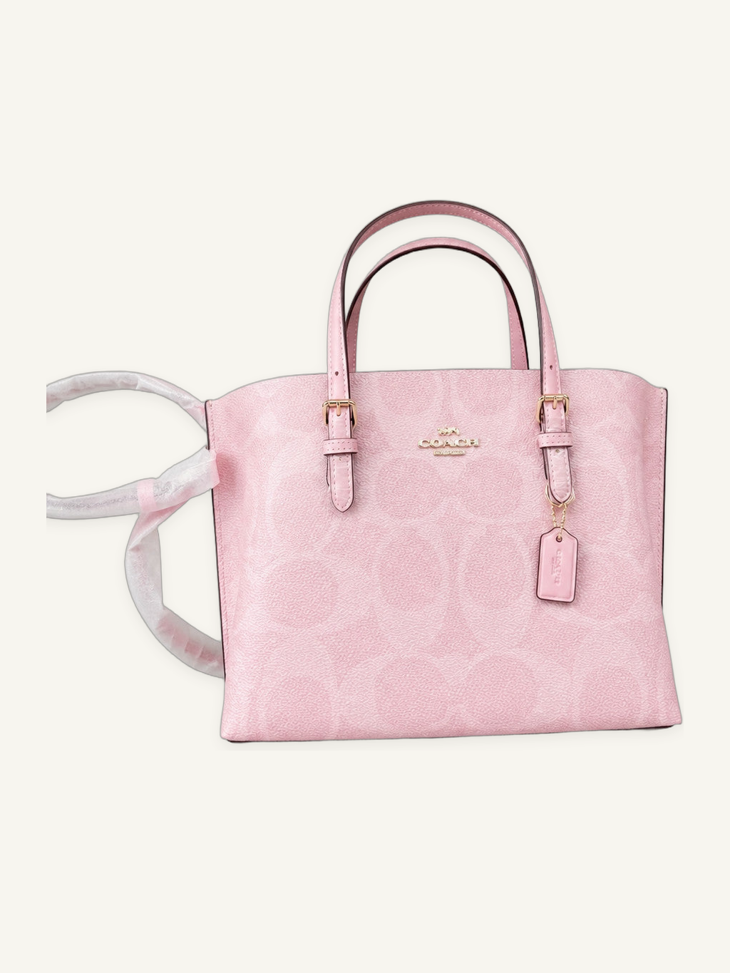 Structured Zip Top Tote Bag with Rolled Handles