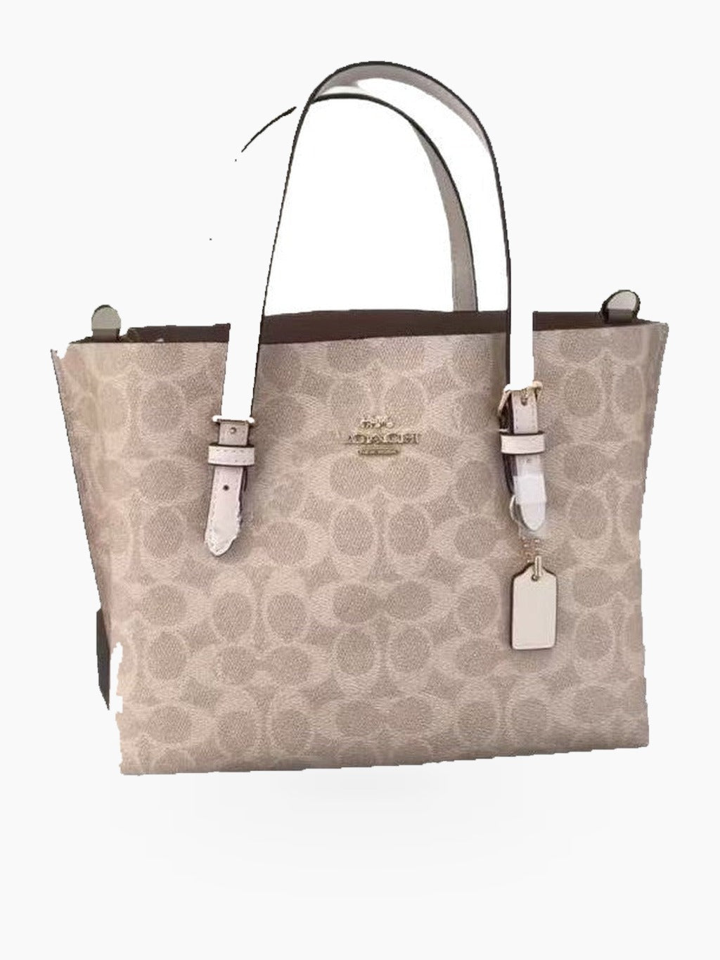 Patterned Zip-Top Tote Bag with Rolled Handles and Detachable Crossbody Strap