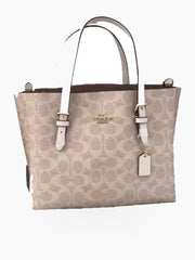 Patterned Zip-Top Tote Bag with Rolled Handles and Detachable Crossbody Strap