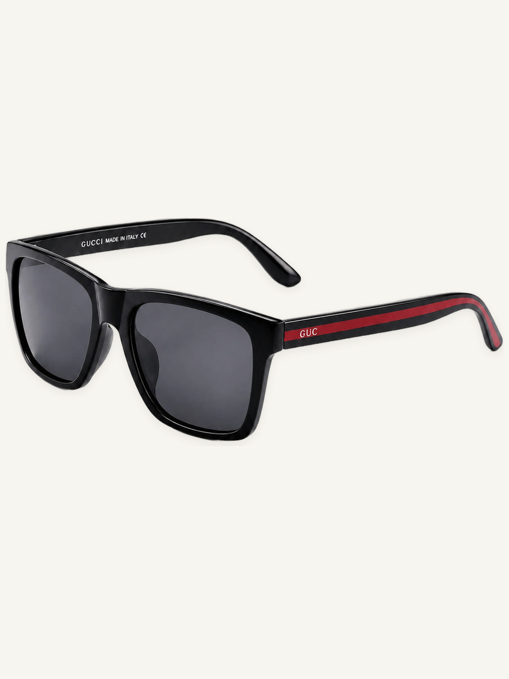 Rectangular Sunglasses with Thick Frames and Temple Stripe