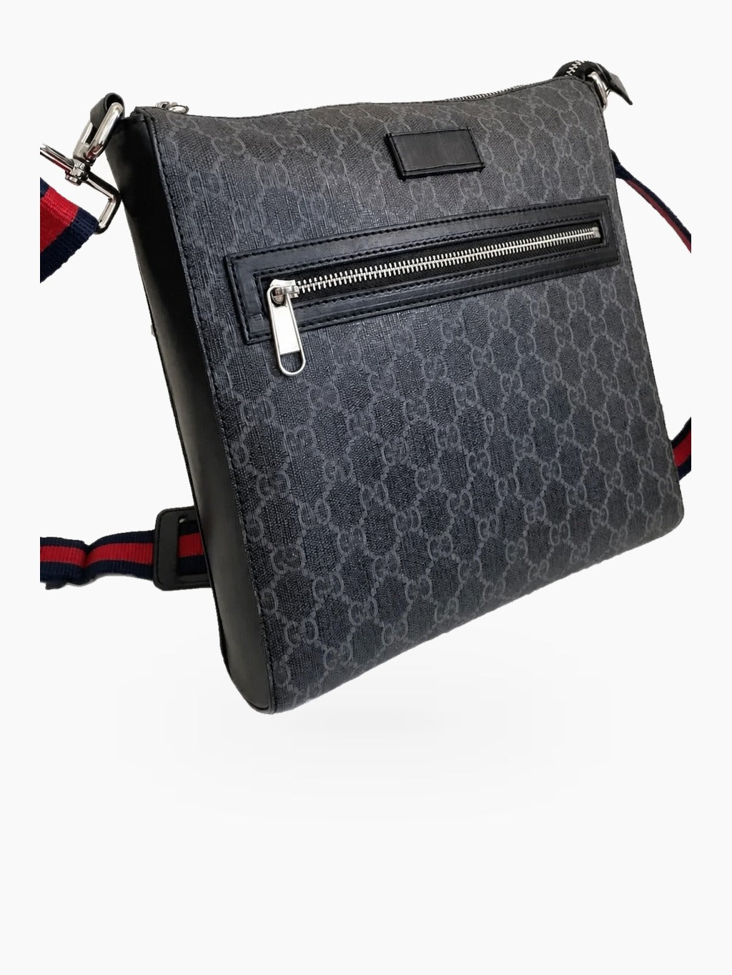 Patterned Rectangular Crossbody Messenger Bag with Front Zip Pocket