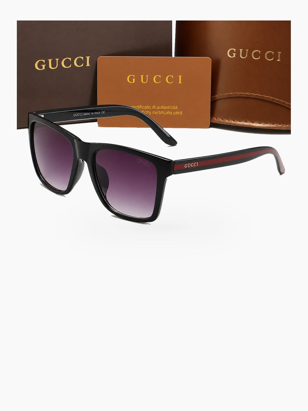 Square Full Rim Sunglasses with Protective Case