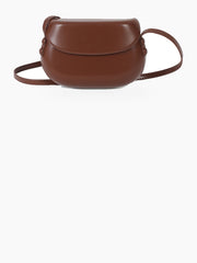 Curved Saddle Crossbody Bag with Flap Closure