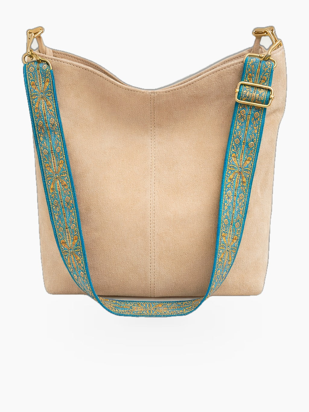 Hobo Shoulder Bag with Adjustable Patterned Strap