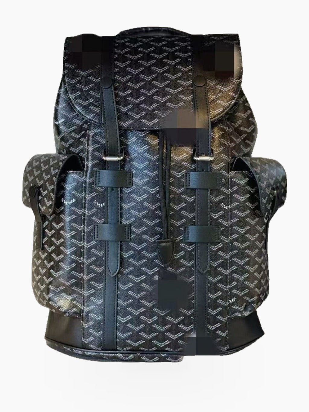 Patterned Flap Backpack with Drawstring Closure and Side Pockets