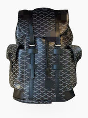Patterned Flap Backpack with Drawstring Closure and Side Pockets