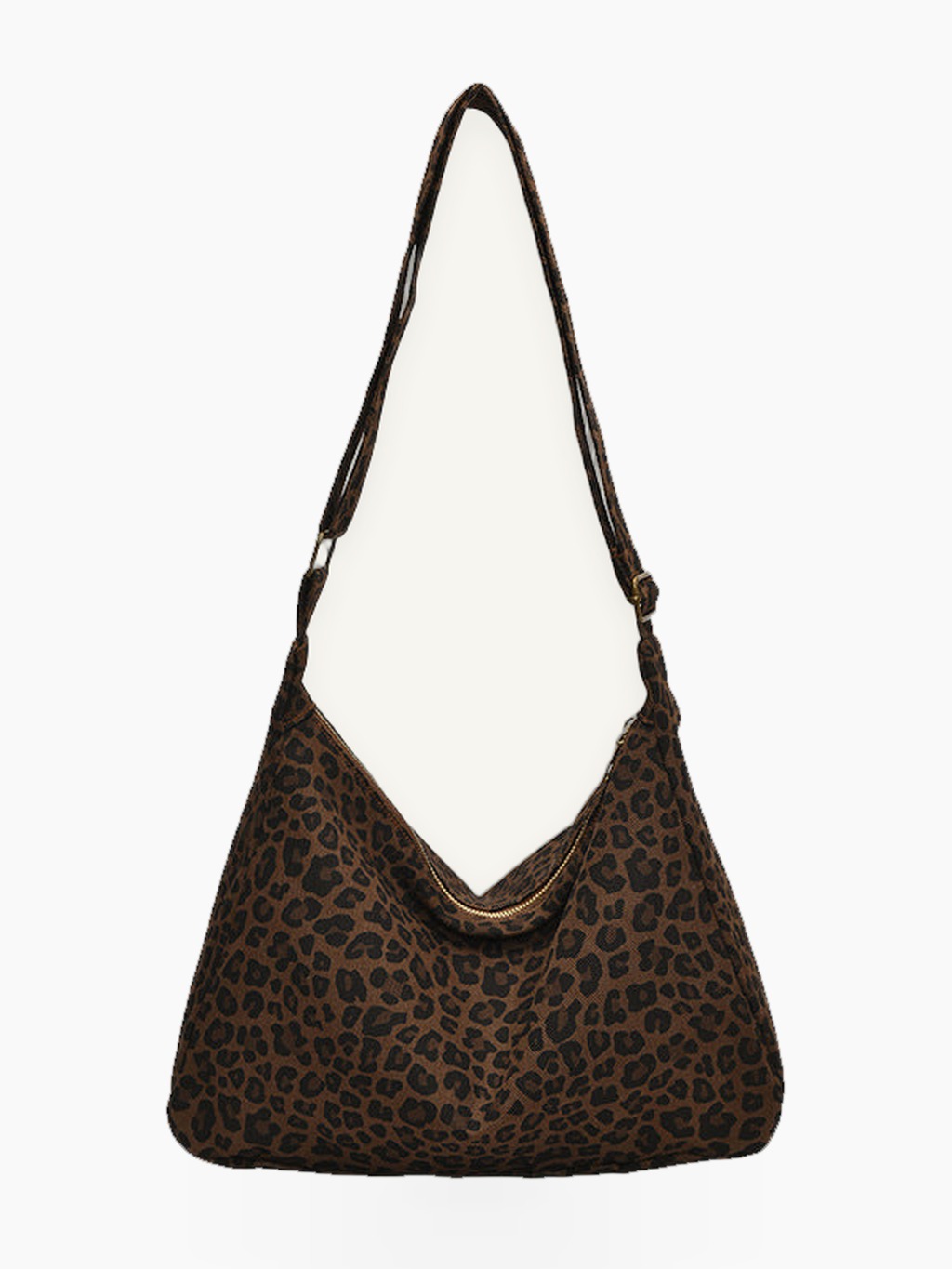 Leopard Print Slouch Shoulder Bag with Adjustable Strap