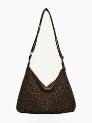 Leopard Print Slouch Shoulder Bag with Adjustable Strap