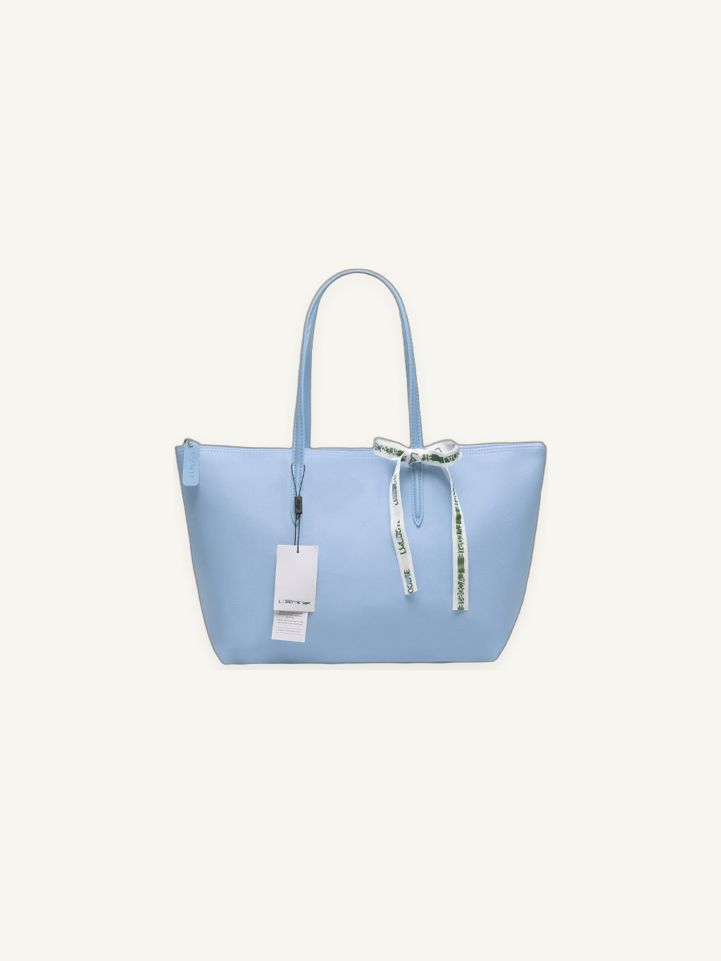 Textured Tote Bag with Bow Detail and Zip Top Closure