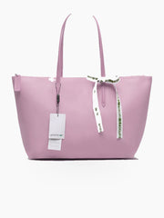 Textured Tote Bag with Bow Detail and Zip Top Closure